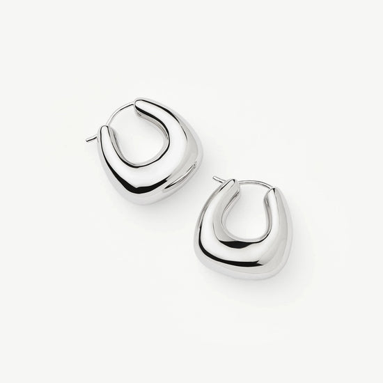 Sculptural Chubby Small Hoop Earrings | Silver Plated Earrings Missoma 