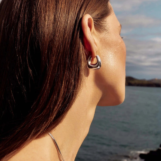 Sculptural Chubby Small Hoop Earrings | Silver Plated Earrings Missoma 