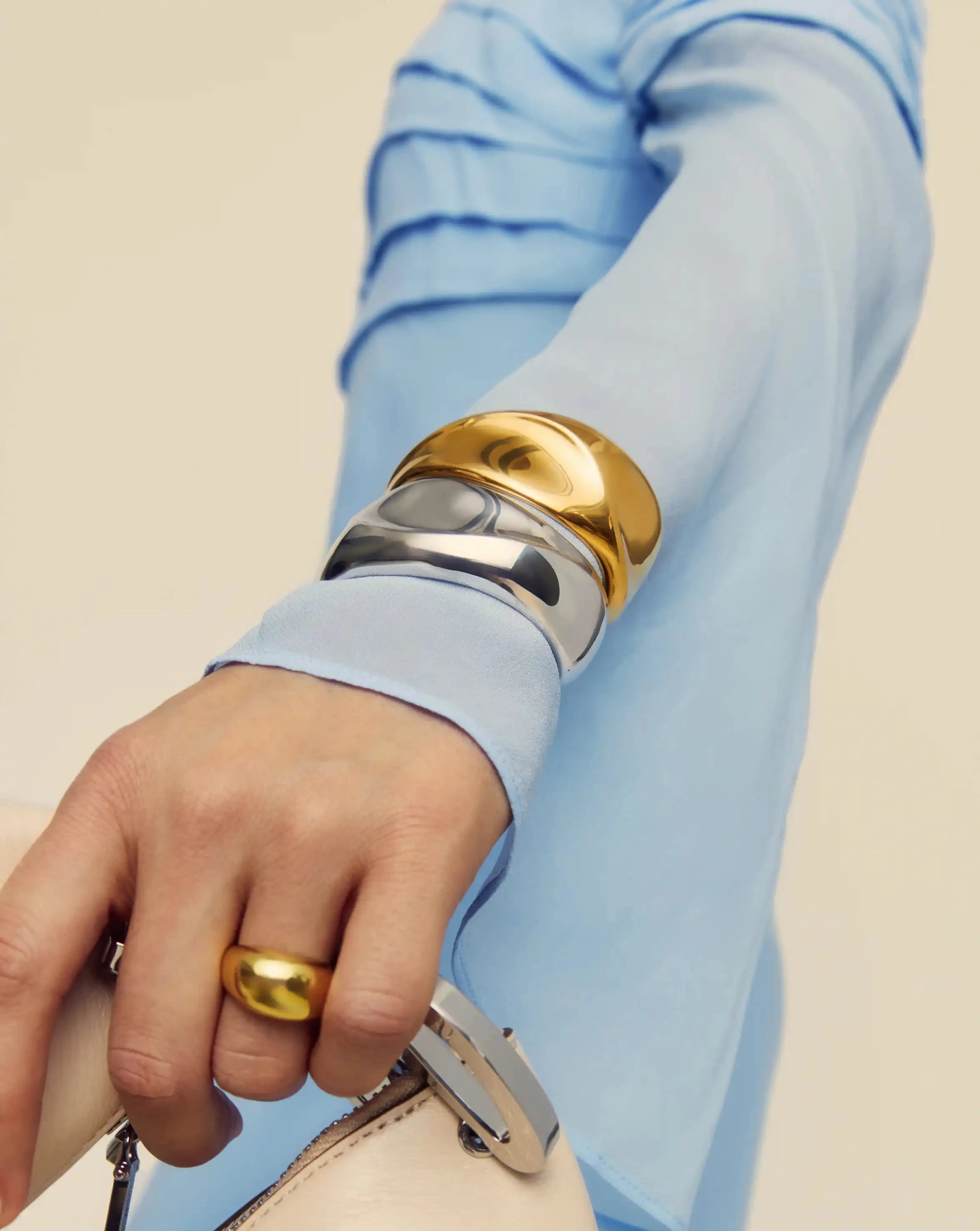 Sculptural Molten Cuff Bracelet | Silver Plated Bracelets Missoma 