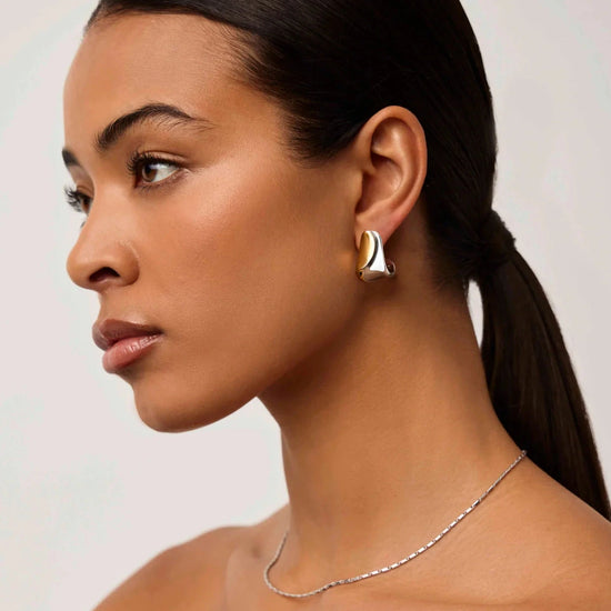 Sculptural Molten Medium Hoop Earrings | Mixed Metal Earrings Missoma 