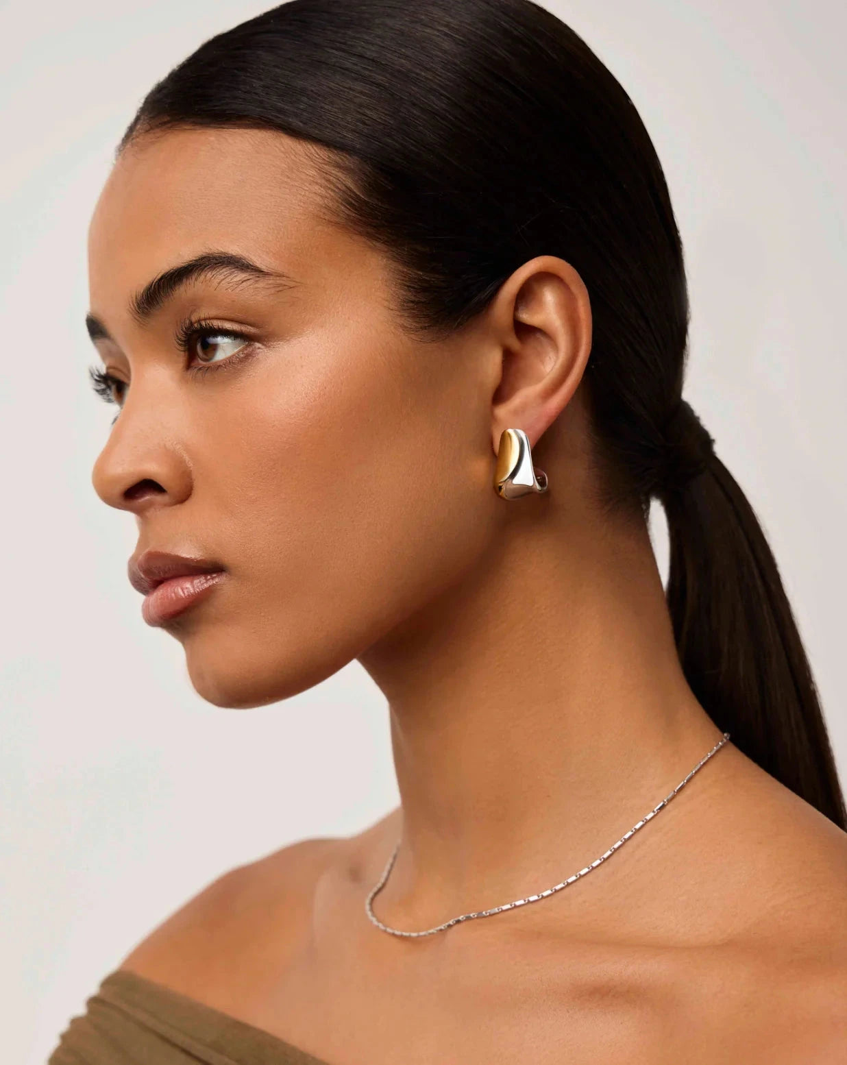 Sculptural Molten Medium Hoop Earrings | Mixed Metal Earrings Missoma 