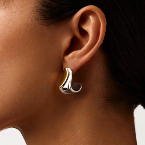 Sculptural Molten Medium Hoop Earrings | Mixed Metal Earrings Missoma 
