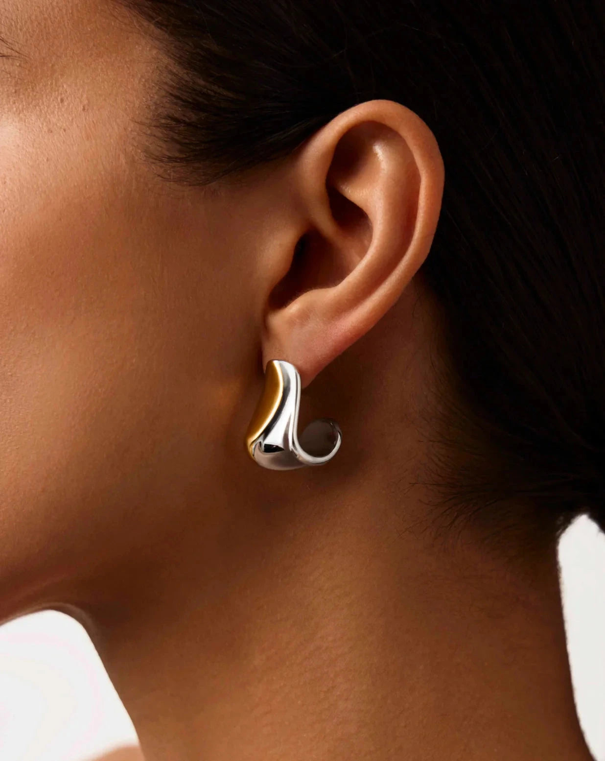 Sculptural Molten Medium Hoop Earrings | Mixed Metal Earrings Missoma 
