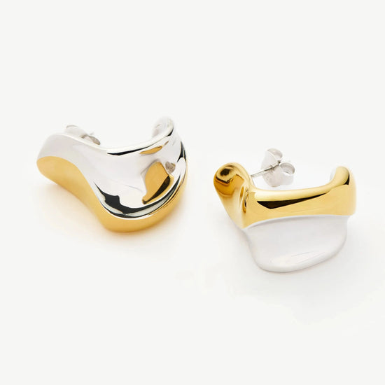 Sculptural Molten Medium Hoop Earrings | Mixed Metal Earrings Missoma 