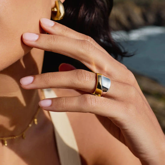 Sculptural Molten Statement Ring | Mixed Metal Rings Missoma 