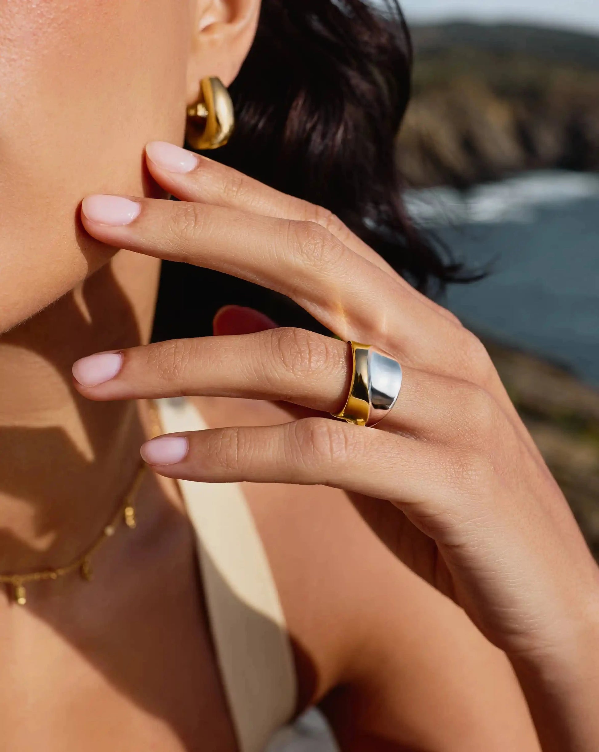 Sculptural Molten Statement Ring | Mixed Metal Rings Missoma 