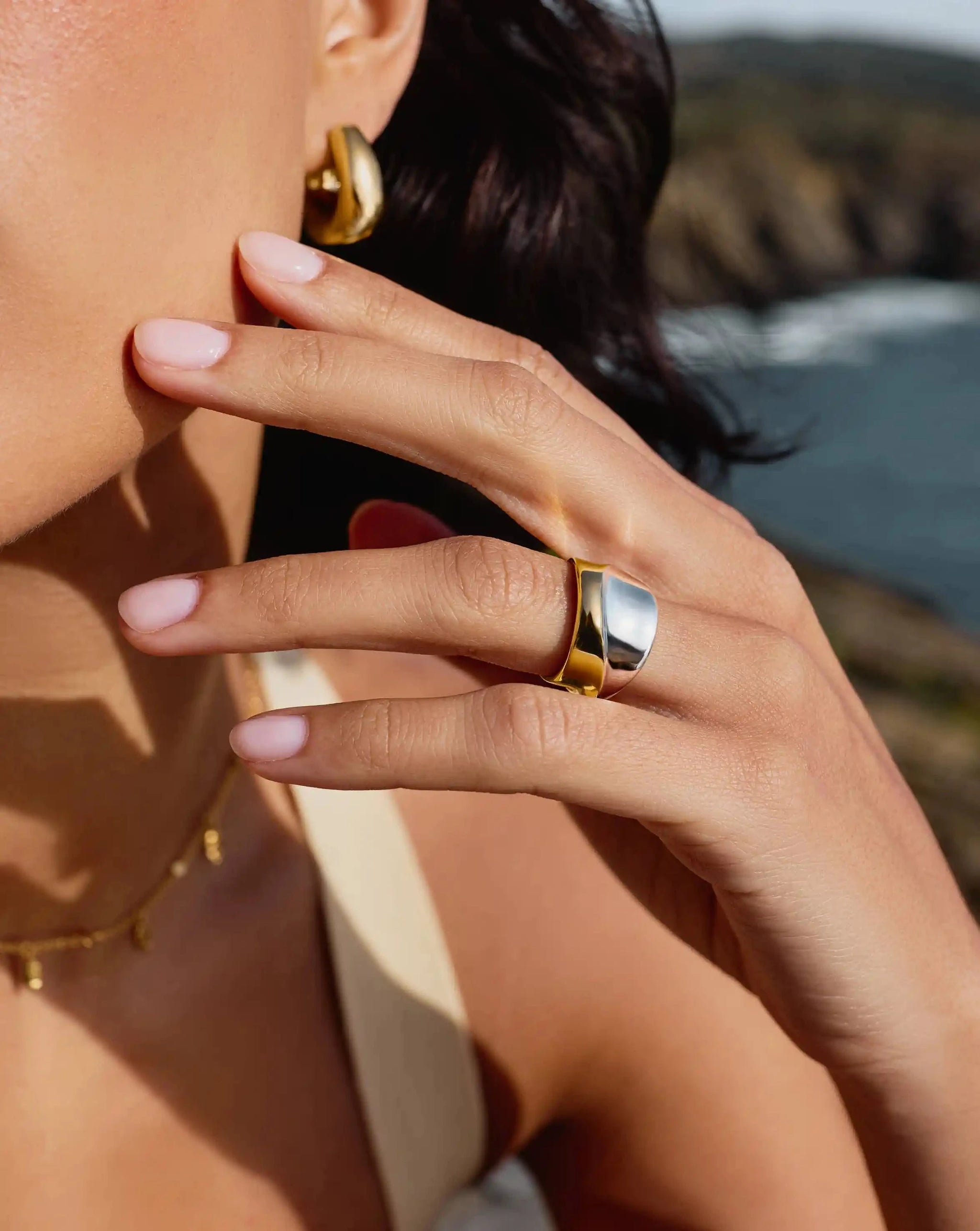 Sculptural Molten Statement Ring | Mixed Metal Rings Missoma 
