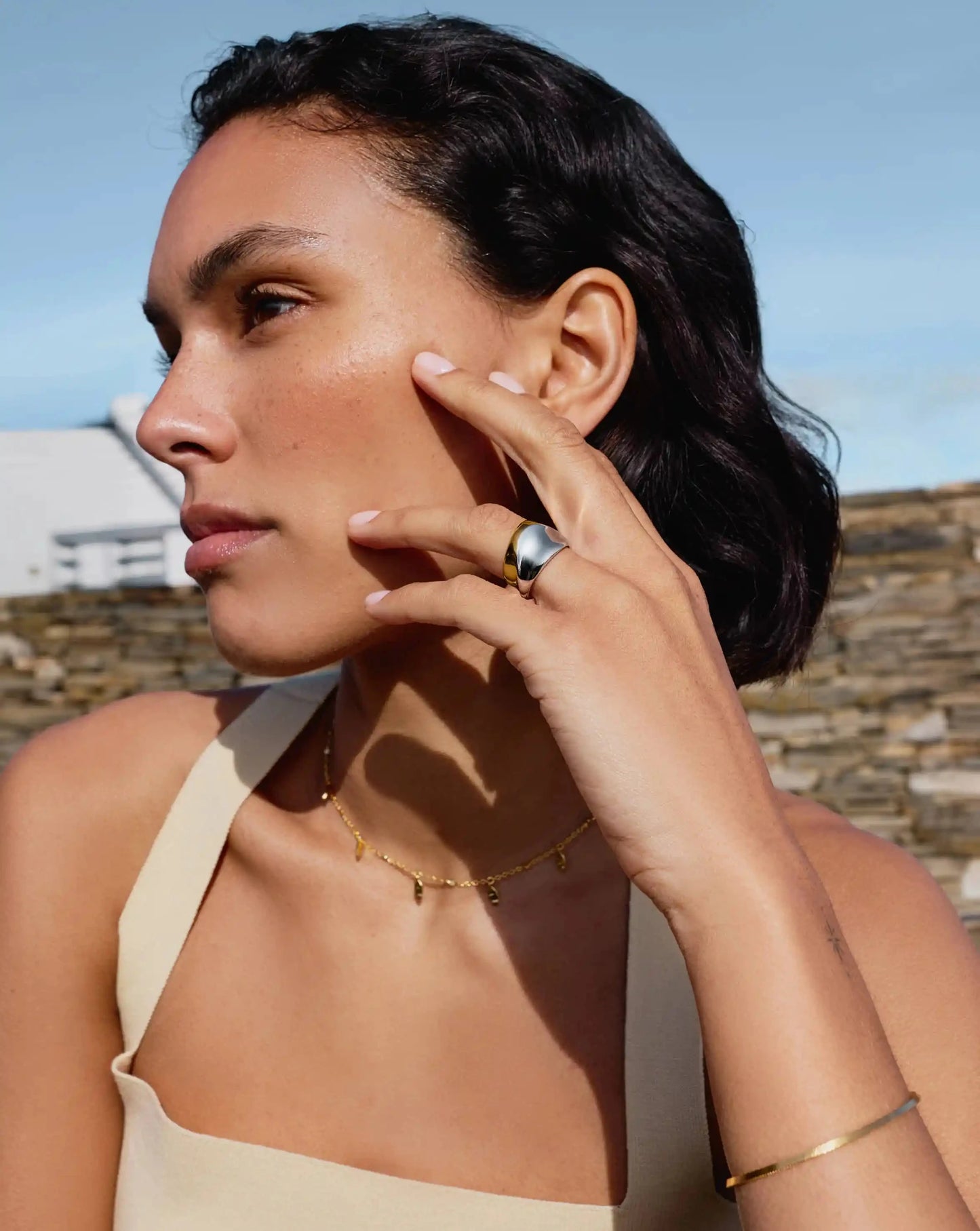 Sculptural Molten Statement Ring | Mixed Metal Rings Missoma 