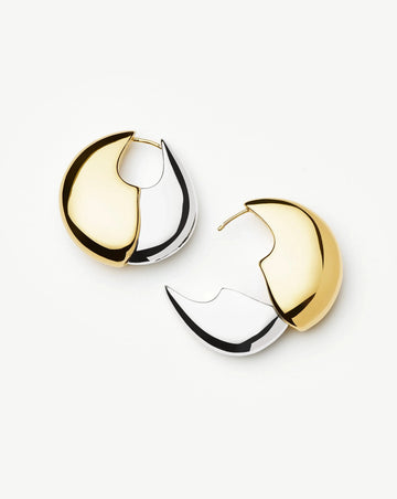 Sculptural Pebble Medium Hoop Earrings | Mixed Metal Earrings Missoma 