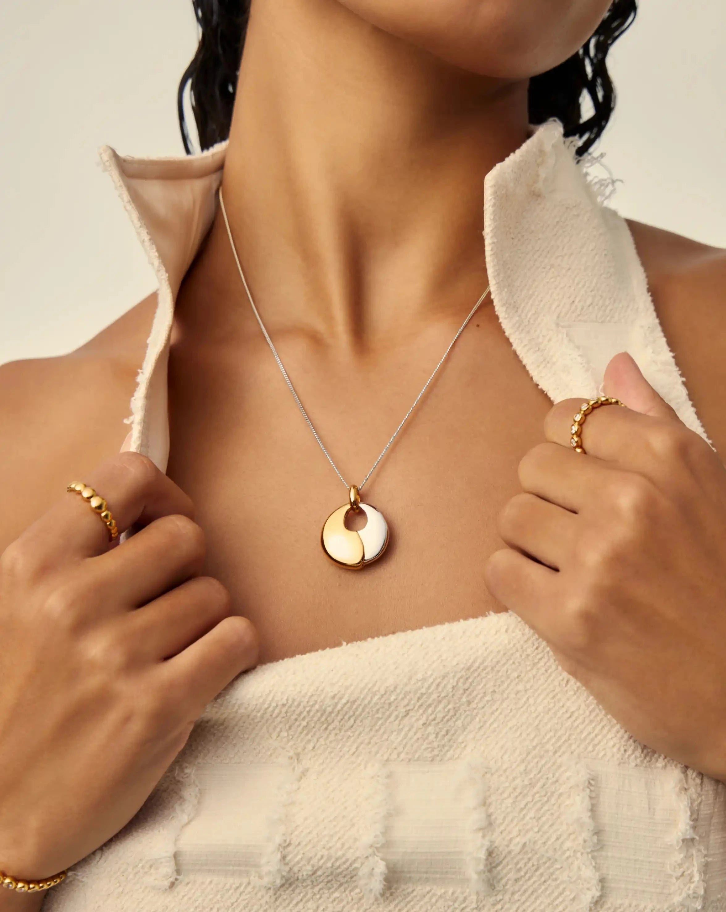 Sculptural Pebble Pendant Necklace Set | Mixed Metal Necklaces Missoma 