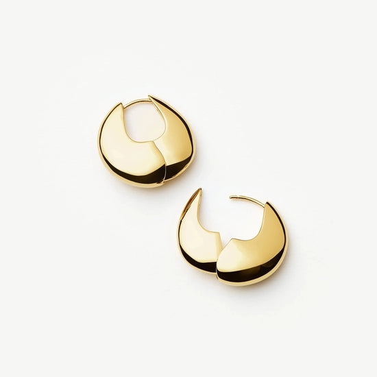 Sculptural Pebble Small Hoop Earrings | 18ct Gold Plated Earrings Missoma 
