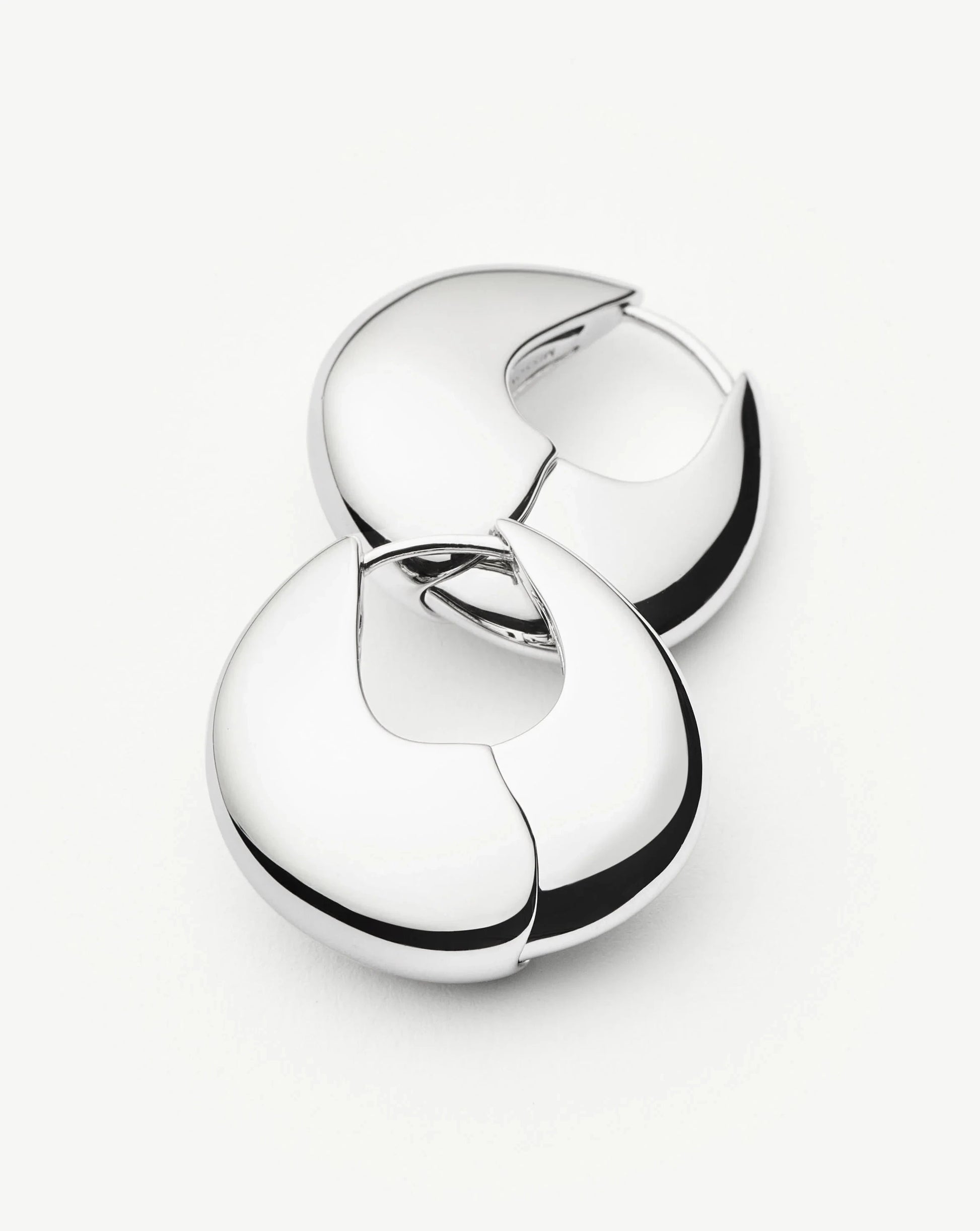 Sculptural Pebble Small Hoop Earrings | Silver Plated Earrings Missoma 