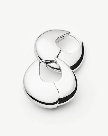 Sculptural Pebble Small Hoop Earrings | Silver Plated Earrings Missoma 