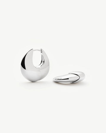 Sculptural Pebble Small Hoop Earrings | Silver Plated Earrings Missoma 