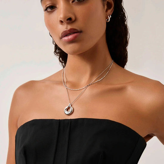 Sculptural Ridge Molten Pendant Necklace | Silver Plated Necklaces Missoma 