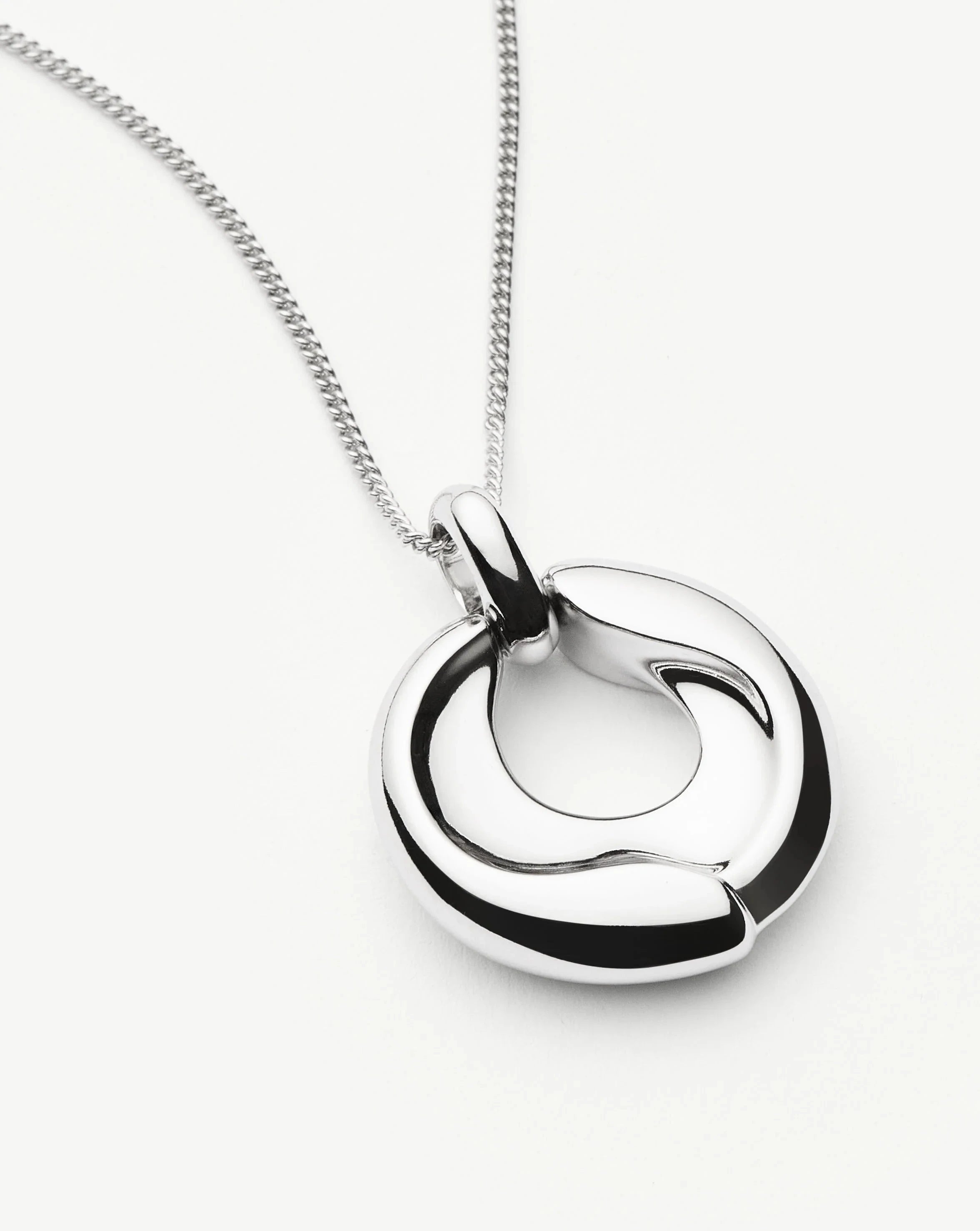 Sculptural Ridge Molten Pendant Necklace | Silver Plated Necklaces Missoma 