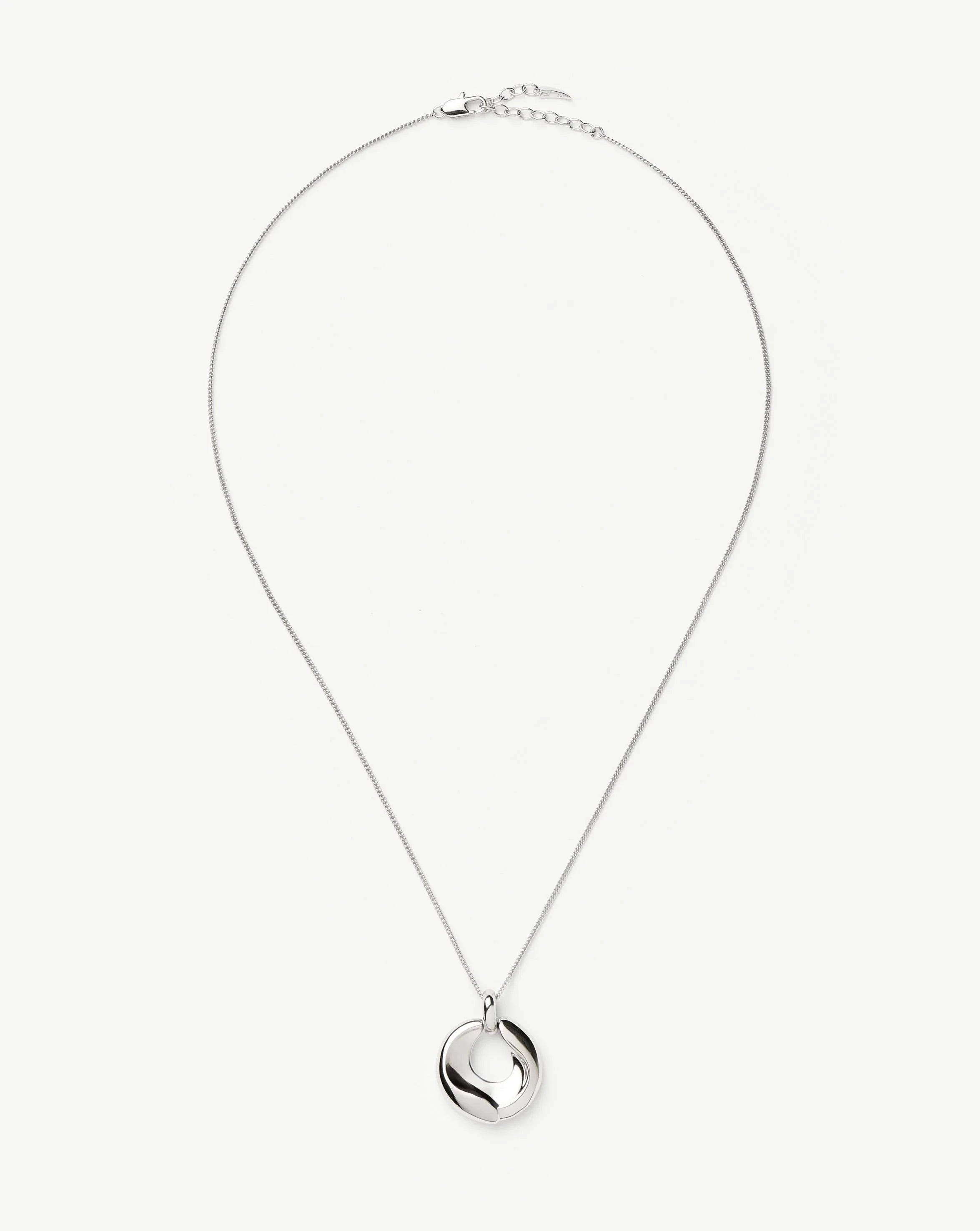 Sculptural Ridge Molten Pendant Necklace | Silver Plated Necklaces Missoma 