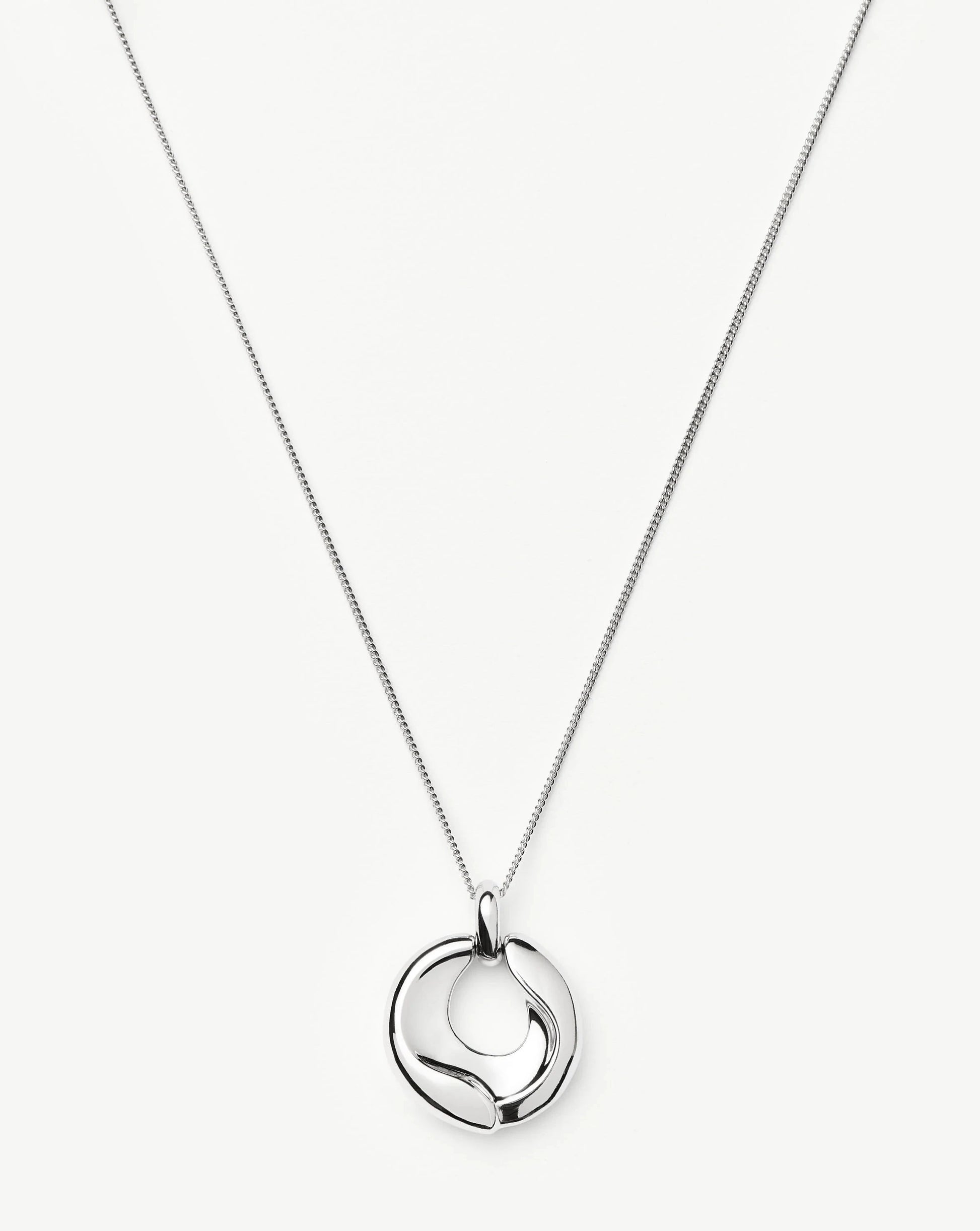 Sculptural Ridge Molten Pendant Necklace | Silver Plated Necklaces Missoma 