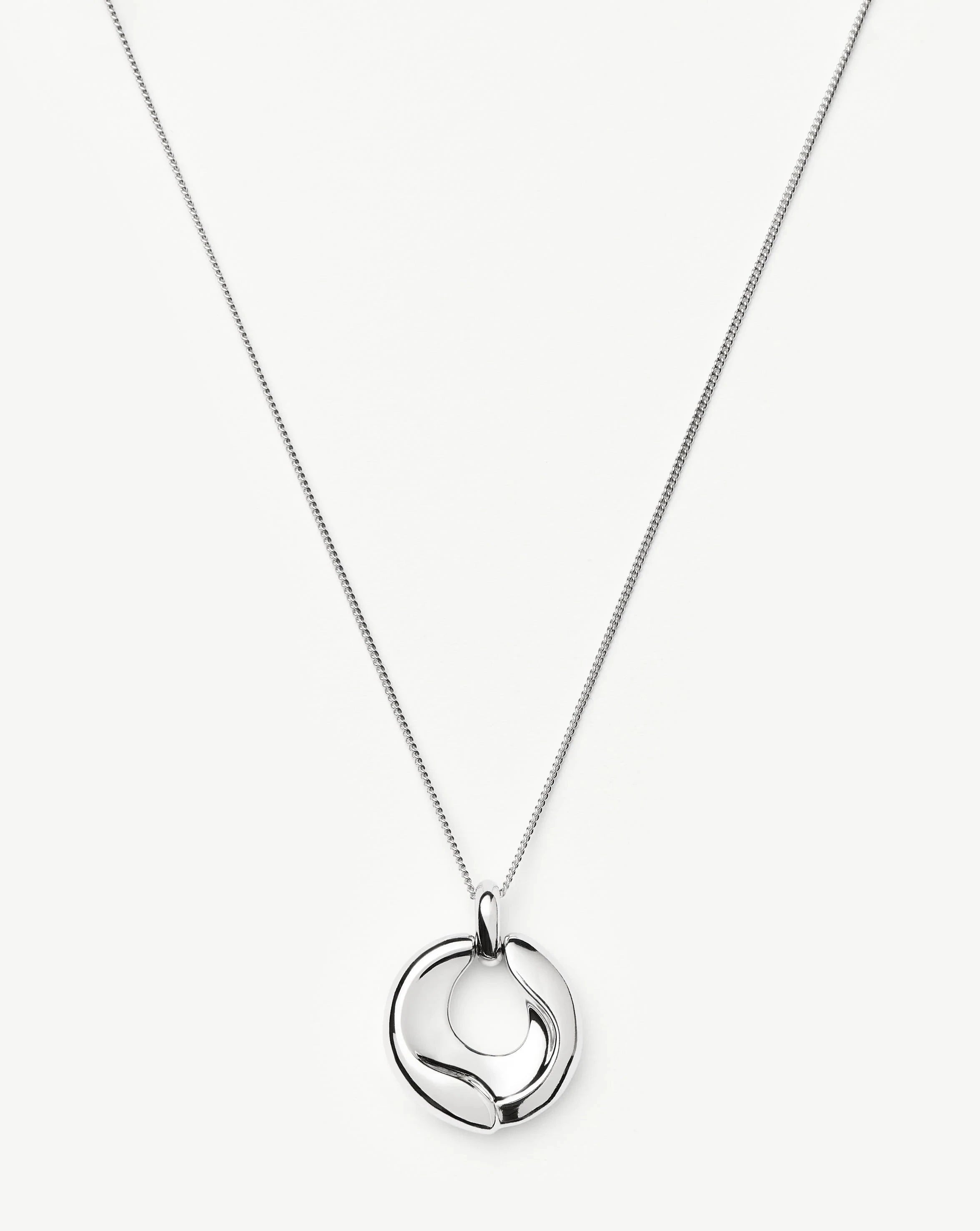 Sculptural Ridge Molten Pendant Necklace | Silver Plated Necklaces Missoma 