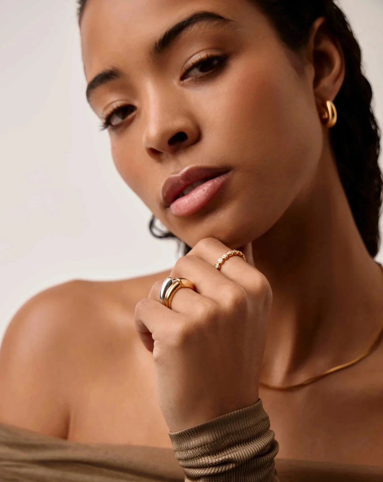 Sculptural Ridge Stacking Ring | 18ct Gold Vermeil Rings Missoma 