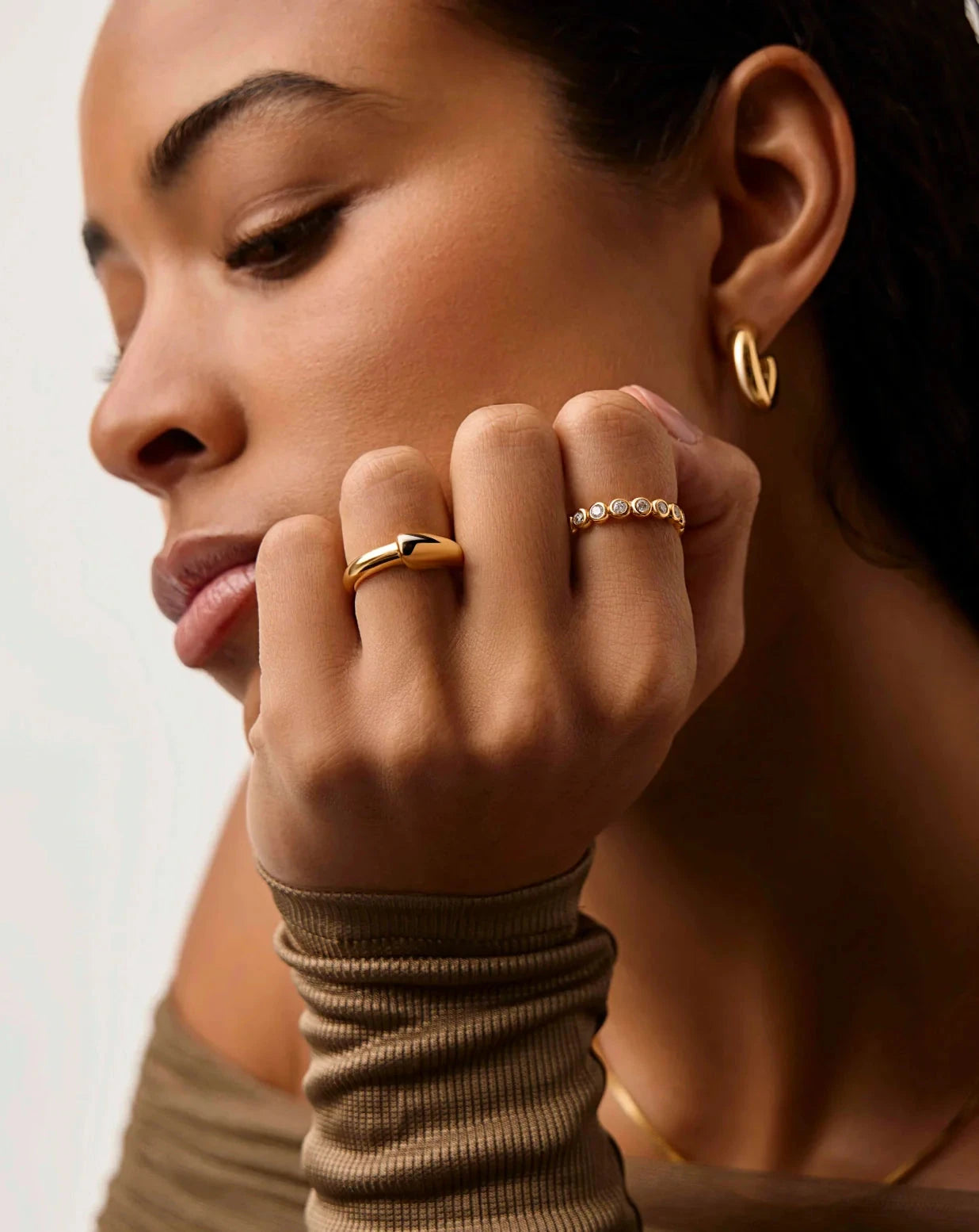 Sculptural Ridge Stacking Ring | 18ct Gold Vermeil Rings Missoma 