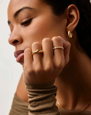 Sculptural Ridge Stacking Ring | 18ct Gold Vermeil Rings Missoma 