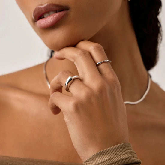Sculptural Ridge Stacking Ring | Sterling Silver Rings Missoma 