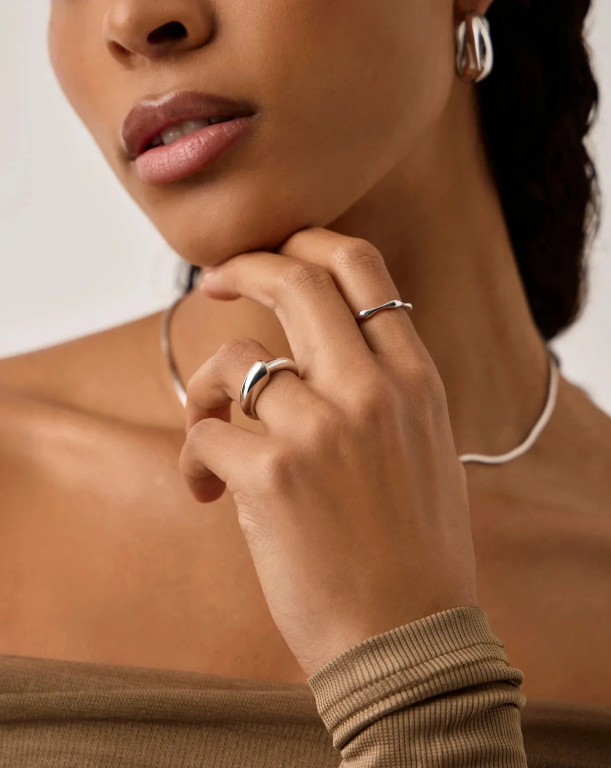 Sculptural Ridge Stacking Ring | Sterling Silver Rings Missoma 