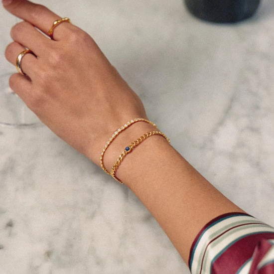 September Birthstone Chain Bracelet | 18ct Gold Plated Vermeil/Lapis Bracelets Missoma 