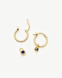 September Birthstone Mini Charm Hoop Earrings | 18ct Gold Vermeil/Lapis Earrings Missoma 