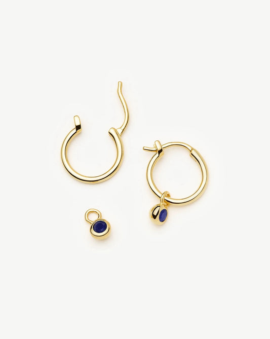 September Birthstone Mini Charm Hoop Earrings | 18ct Gold Vermeil/Lapis Earrings Missoma 