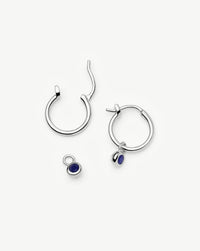 September Birthstone Mini Charm Hoop Earrings | Sterling Silver/Lapis Earrings Missoma 