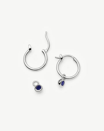 September Birthstone Mini Charm Hoop Earrings | Sterling Silver/Lapis Earrings Missoma 