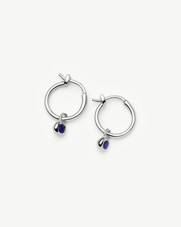 September Birthstone Mini Charm Hoop Earrings | Sterling Silver/Lapis Earrings Missoma 