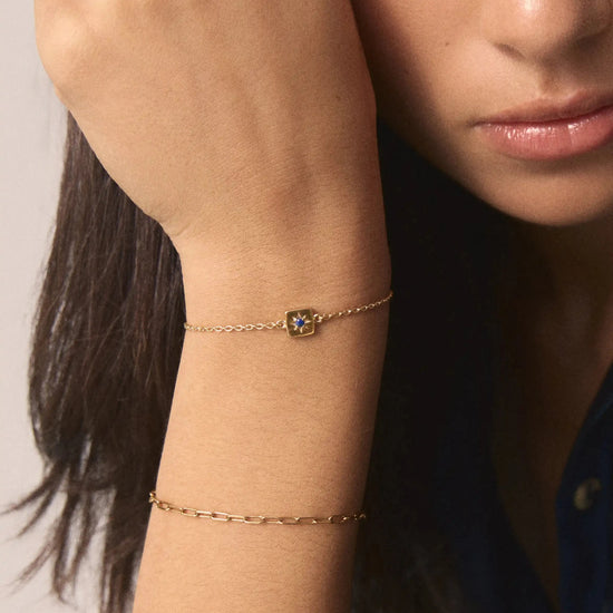 September Birthstone Slider Bracelet | 18ct Gold Plated/Lapis Bracelets Missoma 