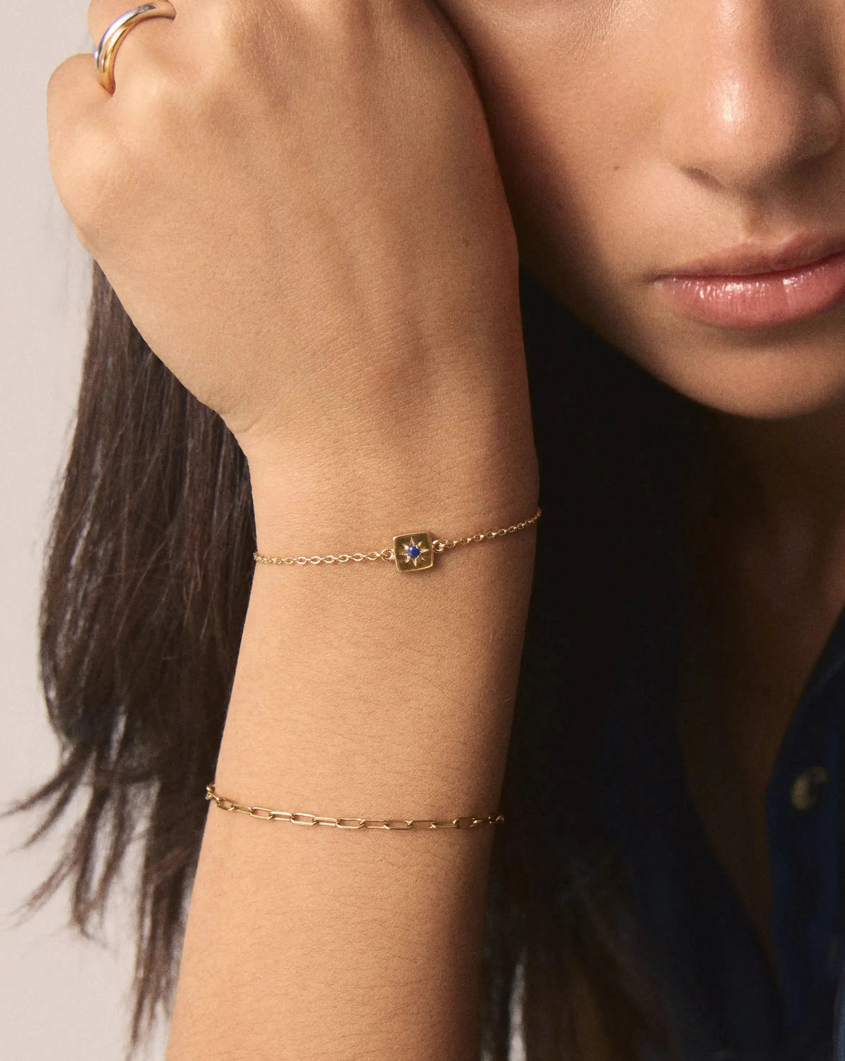 September Birthstone Slider Bracelet | 18ct Gold Plated/Lapis Bracelets Missoma 