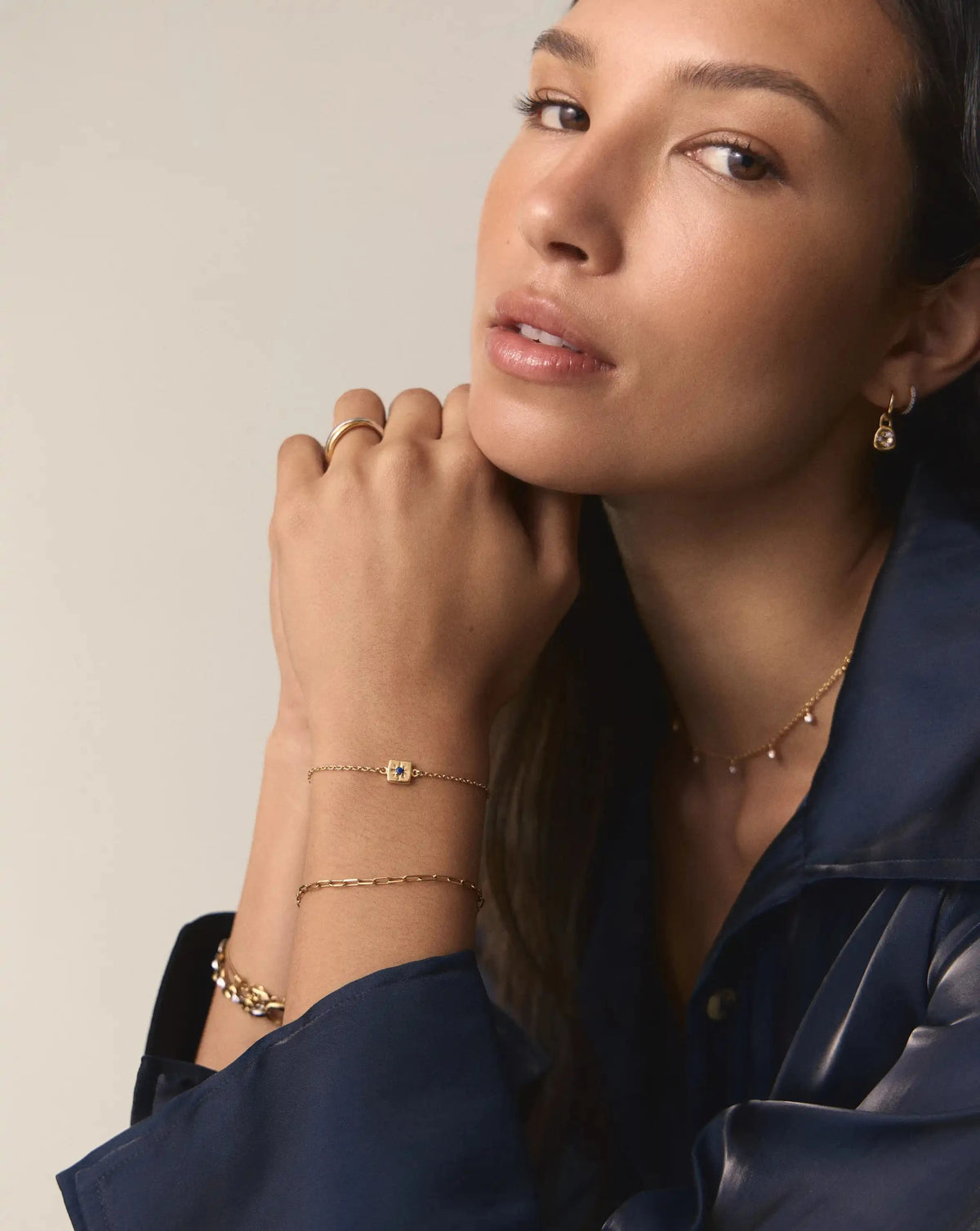 September Birthstone Slider Bracelet | 18ct Gold Plated/Lapis Bracelets Missoma 