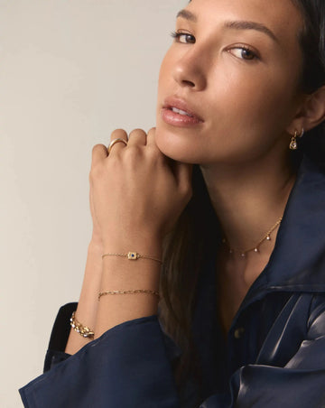 September Birthstone Slider Bracelet | 18ct Gold Plated/Lapis Bracelets Missoma 