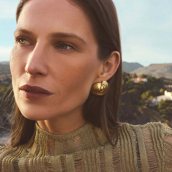 Shell Dome Oversized Stud Earrings | 18ct Gold Plated Earrings Missoma 