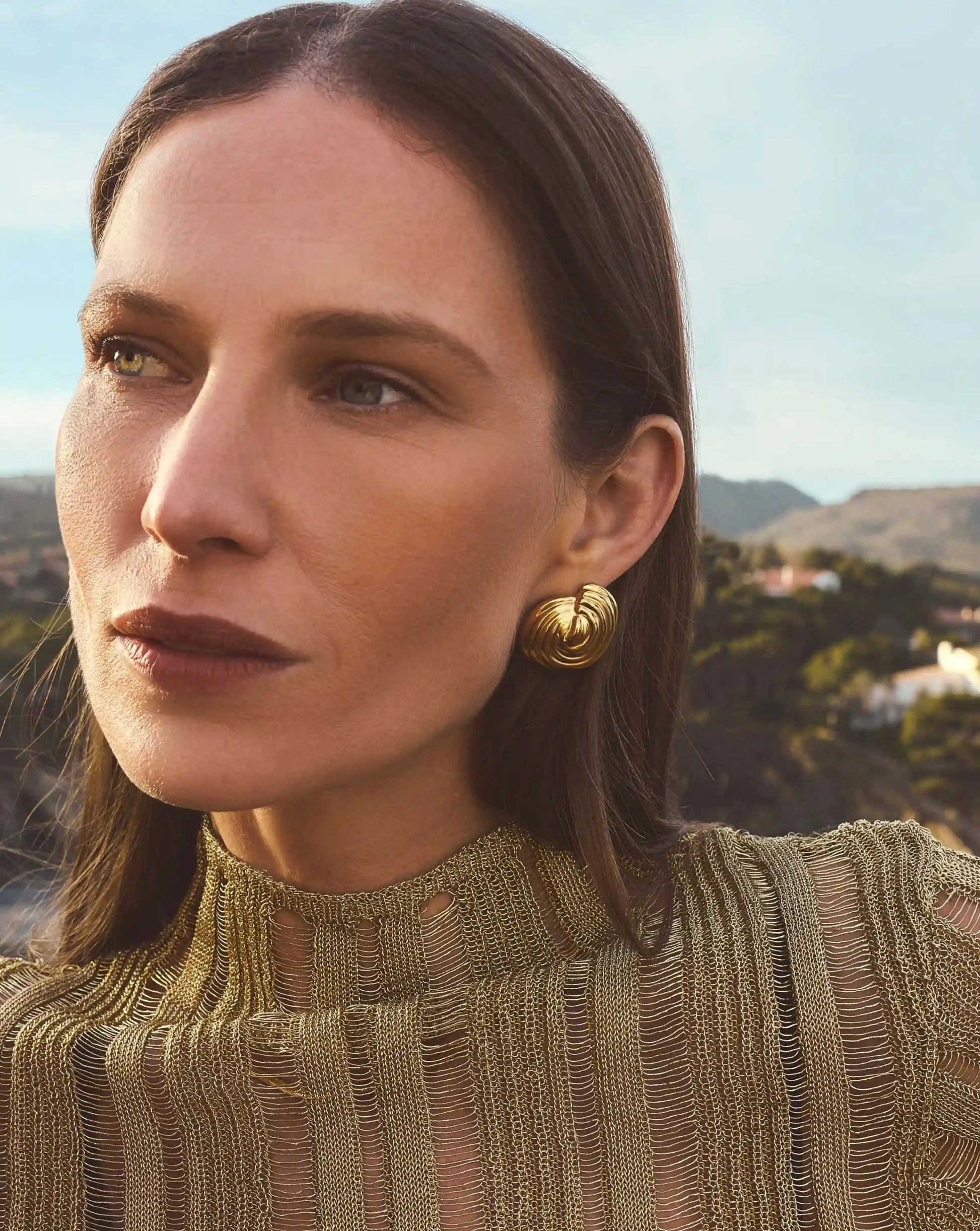 Shell Dome Oversized Stud Earrings | 18ct Gold Plated Earrings Missoma 