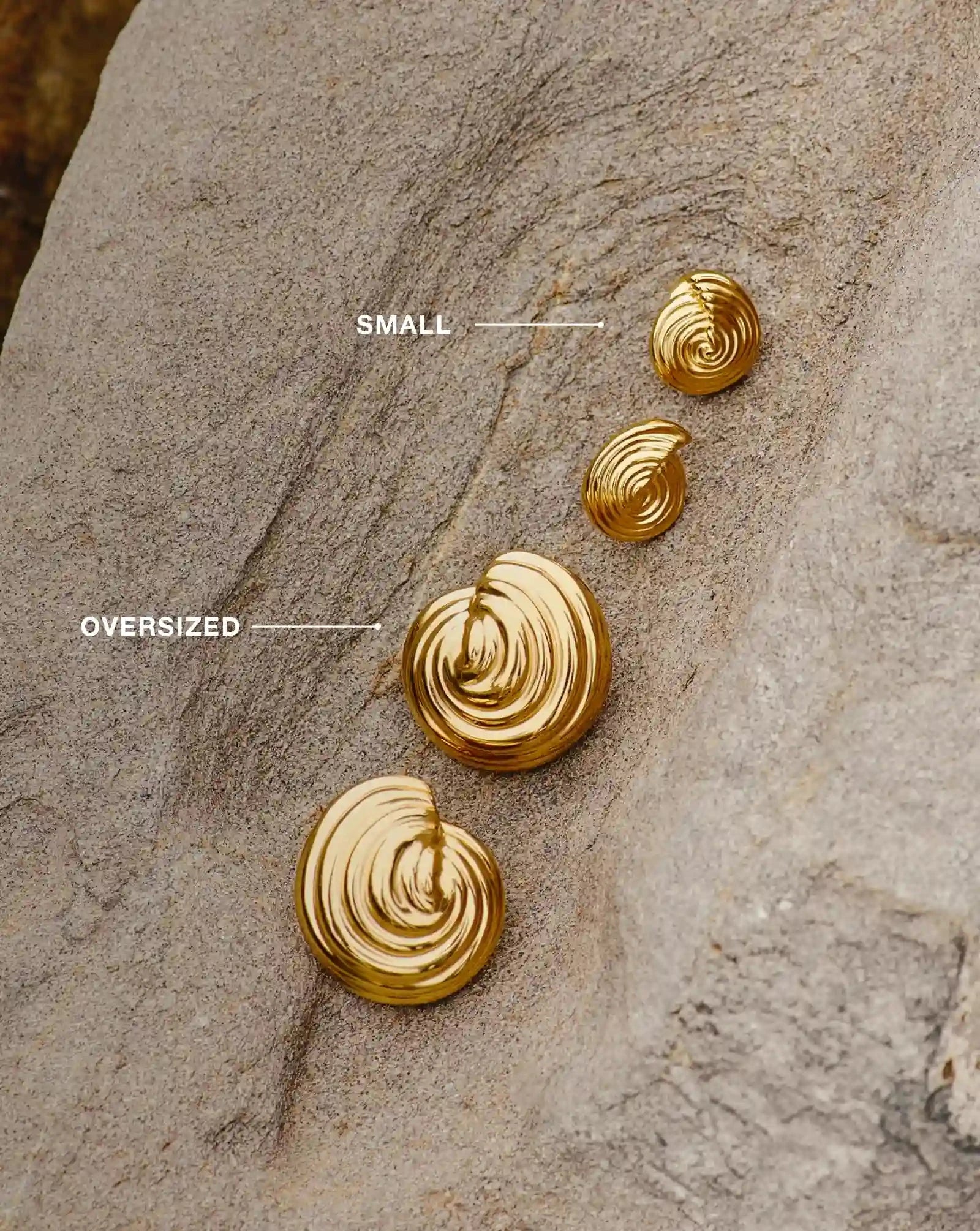 Shell Dome Oversized Stud Earrings | 18ct Gold Plated Earrings Missoma 