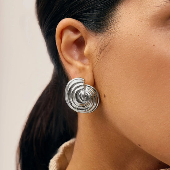 Shell Dome Oversized Stud Earrings | Silver Plated Earrings Missoma 