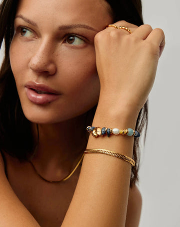 Shell Statement Multi Beaded Bracelet | 18ct Gold Plated/Multi Gemstone Bracelets Missoma 