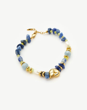Shell Statement Multi Beaded Bracelet | 18ct Gold Plated/Multi Gemstone Bracelets Missoma 