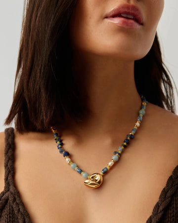 Shell Statement Multi Beaded Necklace | 18ct Gold Plated/Multi Gemstone Necklaces Missoma 