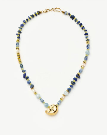 Shell Statement Multi Beaded Necklace | 18ct Gold Plated/Multi Gemstone Necklaces Missoma 