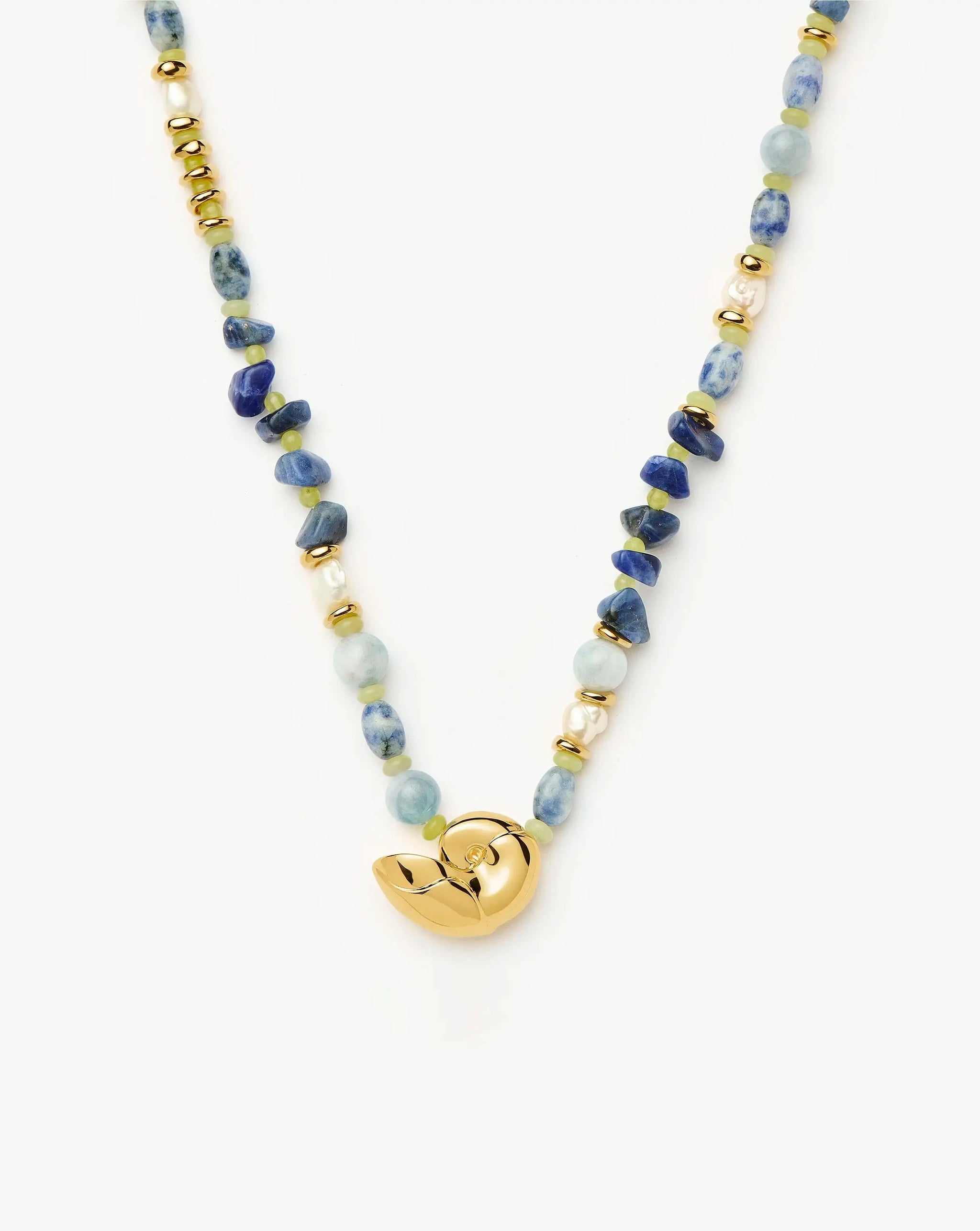 Shell Statement Multi Beaded Necklace | 18ct Gold Plated/Multi Gemstone Necklaces Missoma 