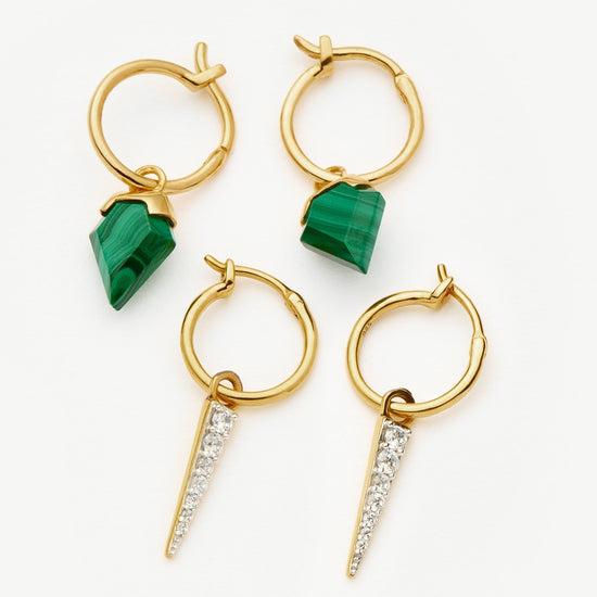 Shield & Spike Charm Hoop Earring Set | 18ct Gold Vermeil Layering Sets Missoma 