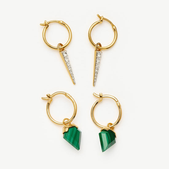 Shield & Spike Charm Hoop Earring Set | 18ct Gold Vermeil Layering Sets Missoma 