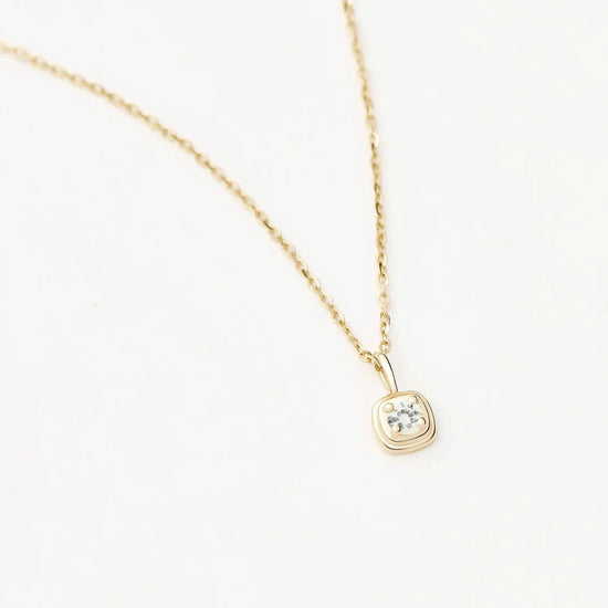 Solid Gold April Birthstone Pendant Necklace | 14ct Solid Gold/White Sapphire Necklaces Missoma 
